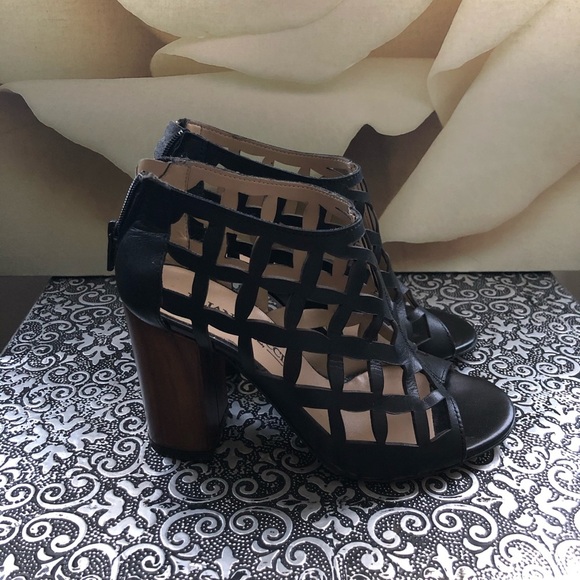 Eliana Bucci Italian Women’s Leather Cage Sandal Zip Black Booties size 36 - Picture 2 of 4
